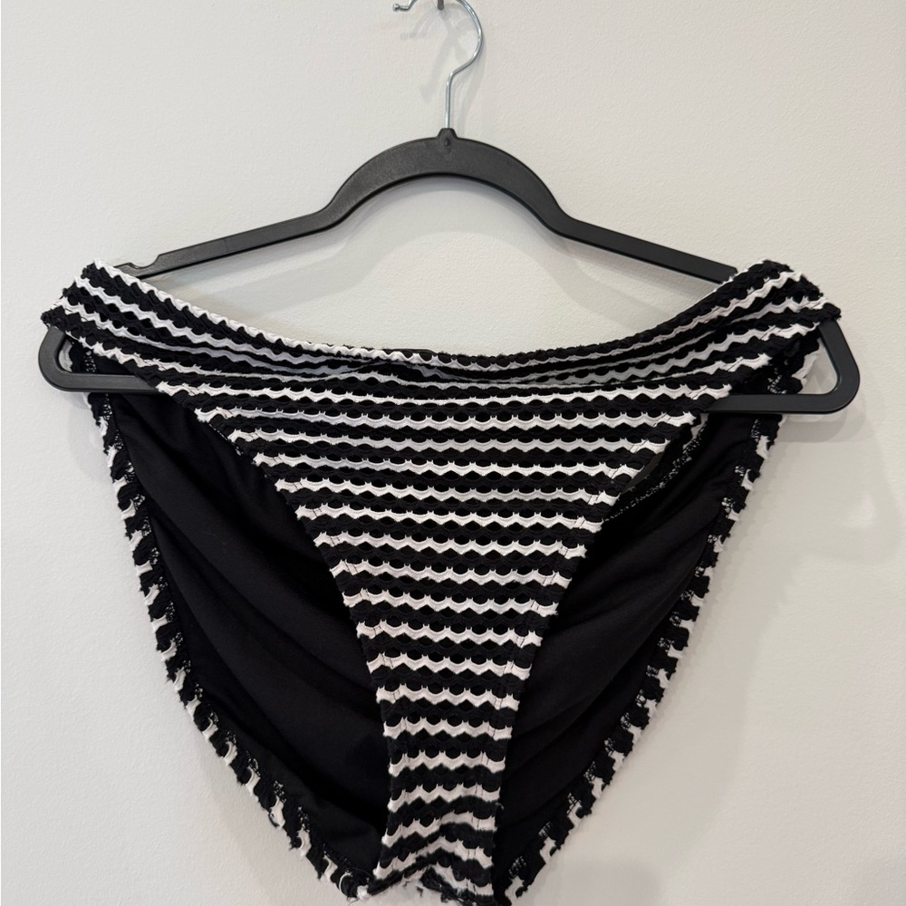 Time and Tru Black Bikini Bottom with White Scallop Trim
